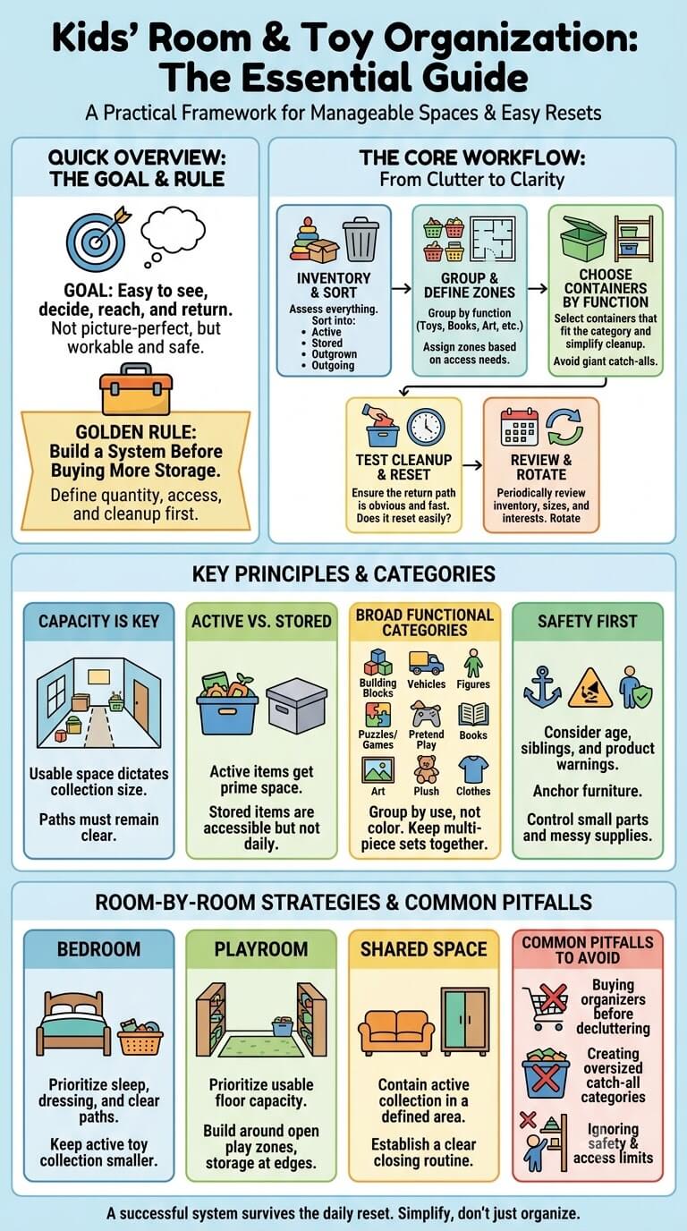 kids room and toy organization