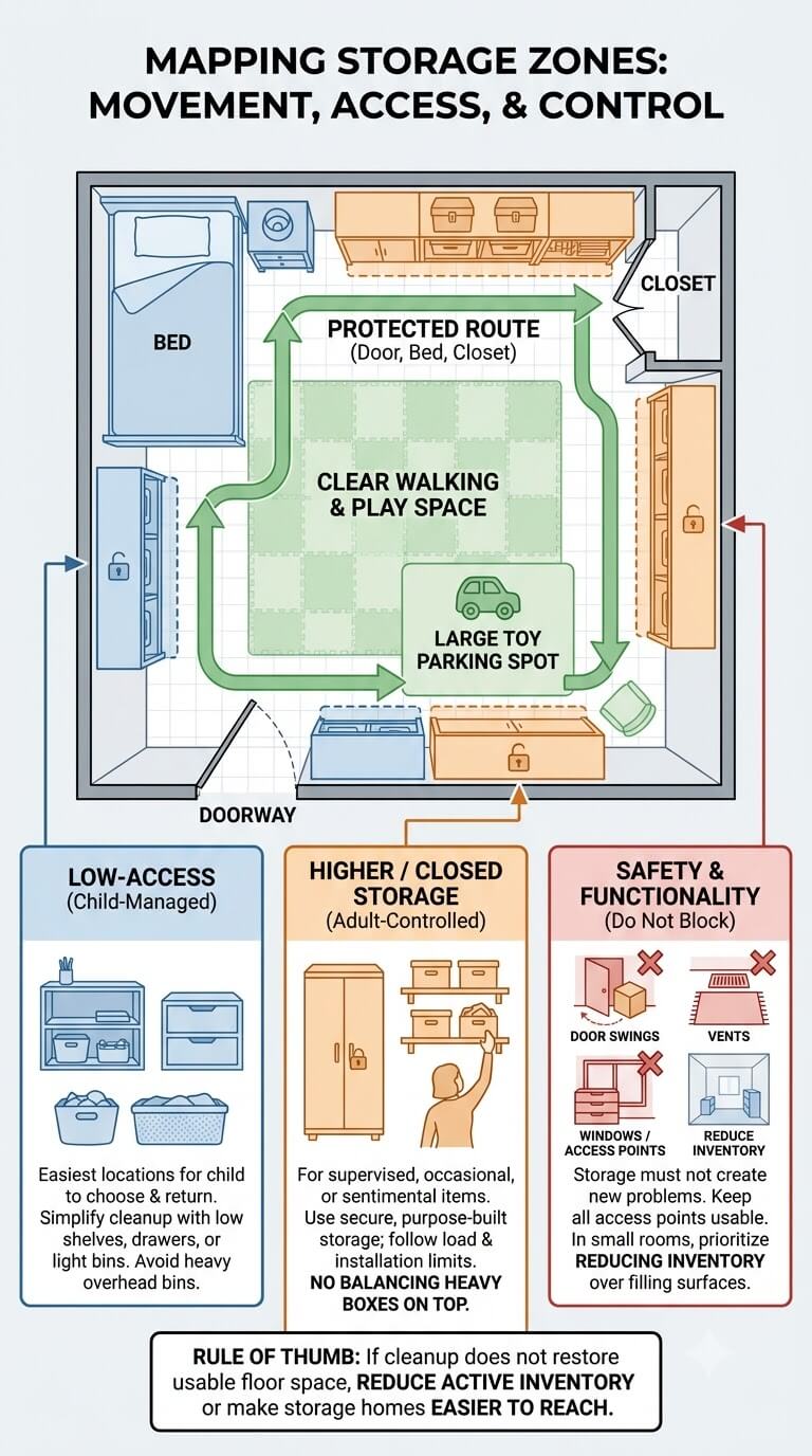 Map Floor, Wall, and Closed-Storage Zones